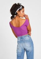 Bayan Lila V Yaka Crop Top