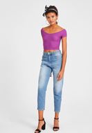 Bayan Lila V Yaka Crop Top