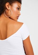 Bayan Beyaz V Yaka Crop Top