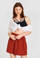 Bayan Siyah Biye Detaylı İnce Askılı Büstiyer