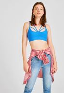 Bayan Mavi Biye Detaylı İnce Askılı Büstiyer