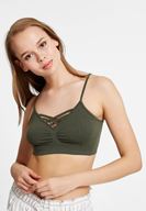 Bayan Yeşil Biye Detaylı Büstiyer