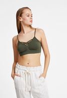 Bayan Yeşil Biye Detaylı Büstiyer