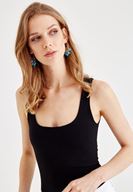 Bayan Siyah Basic Kare Yaka Atlet