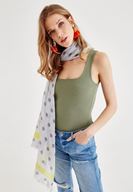 Bayan Yeşil Basic Kare Yaka Atlet