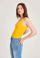 Bayan Sarı Basic Kare Yaka Atlet