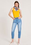 Bayan Sarı Basic Kare Yaka Atlet