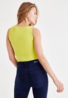 Bayan Yeşil Basic Kare Yaka Atlet