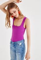 Bayan Lila Basic Kare Yaka Atlet