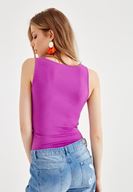 Bayan Lila Basic Kare Yaka Atlet