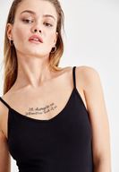 Bayan Siyah Askılı V Yaka Atlet