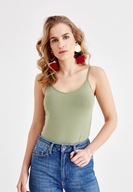 Bayan Yeşil Askılı V Yaka Atlet