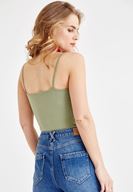 Bayan Yeşil Askılı V Yaka Atlet