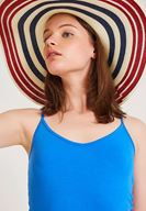 Bayan Mavi Askılı V Yaka Atlet