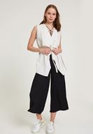 Bayan Gri Bağlama Detaylı Yelek