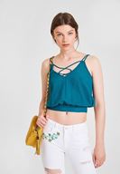 Bayan Mavi Sırtı Bağlama Detaylı Bluz