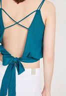 Bayan Mavi Sırtı Bağlama Detaylı Bluz