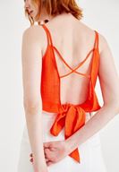 Bayan Kırmızı Sırtı Bağlama Detaylı Bluz