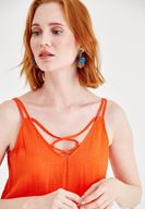 Bayan Kırmızı Sırtı Bağlama Detaylı Bluz