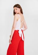 Bayan Beyaz Sırtı Bağlama Detaylı Bluz