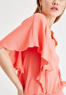 Bayan Kırmızı Beli Lastikli Kol Detaylı Bluz 