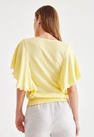 Bayan Sarı Beli Lastikli Kol Detaylı Bluz 