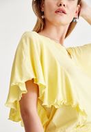 Bayan Sarı Beli Lastikli Kol Detaylı Bluz 