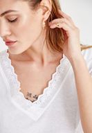 Bayan Beyaz Beli Lastikli Kol Detaylı Bluz 