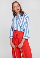 Bayan Çok Renkli Çizgi Detaylı Gömlek