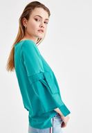 Bayan Yeşil Kolları Bağlama Detaylı Bluz