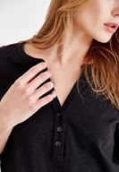 Bayan Siyah Önü Düğme Detaylı Pamuk Gömlek