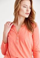 Bayan Kırmızı Önü Düğme Detaylı Pamuk Gömlek