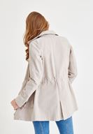 Bayan Gri Nakış Detaylı Cepli Ceket