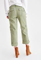 Bayan Yeşil Beli Kemerli Kargo Pantolon