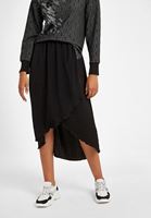 Bayan Siyah Asimetrik Kesim Etek