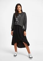 Bayan Siyah Asimetrik Kesim Etek