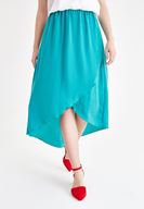 Bayan Yeşil Asimetrik Kesim Etek