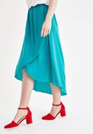 Bayan Yeşil Asimetrik Kesim Etek