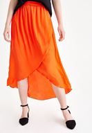 Bayan Kırmızı Asimetrik Kesim Etek