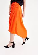 Bayan Kırmızı Asimetrik Kesim Etek