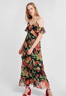 Bayan Çok Renkli Karışık Desenli Askılı Elbise