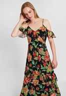 Bayan Çok Renkli Karışık Desenli Askılı Elbise