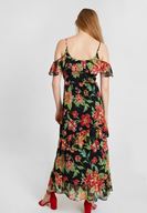 Bayan Çok Renkli Karışık Desenli Askılı Elbise