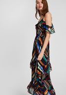 Bayan Çok Renkli Karışık Desenli Askılı Elbise