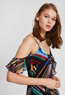 Bayan Çok Renkli Karışık Desenli Askılı Elbise