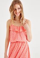 Bayan Çok Renkli Puantiye Desenli Askılı Bluz