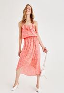 Bayan Çok Renkli Puantiye Desenli Askılı Bluz