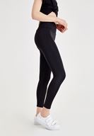 Bayan Siyah Yüksek Bel Parlak Tayt