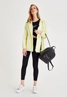 Bayan Siyah Yüksek Bel Parlak Tayt