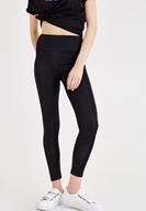 Bayan Siyah Yüksek Bel Parlak Tayt